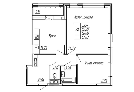 2-комнатная 66,30 м2
