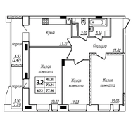 3-комнатная 77,96 кв.м